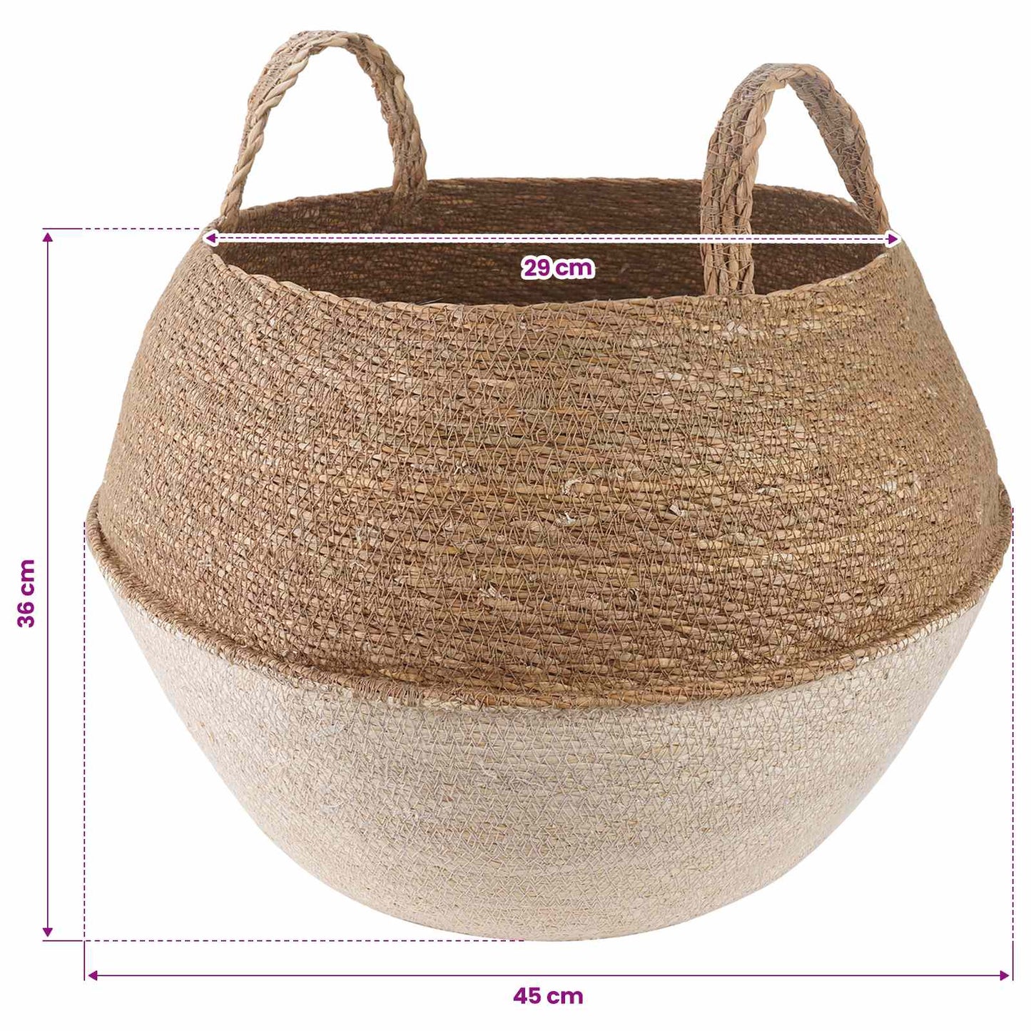 Kézi növényedény Fehér Ø 45 x 36 cm 100% Tengeri fű