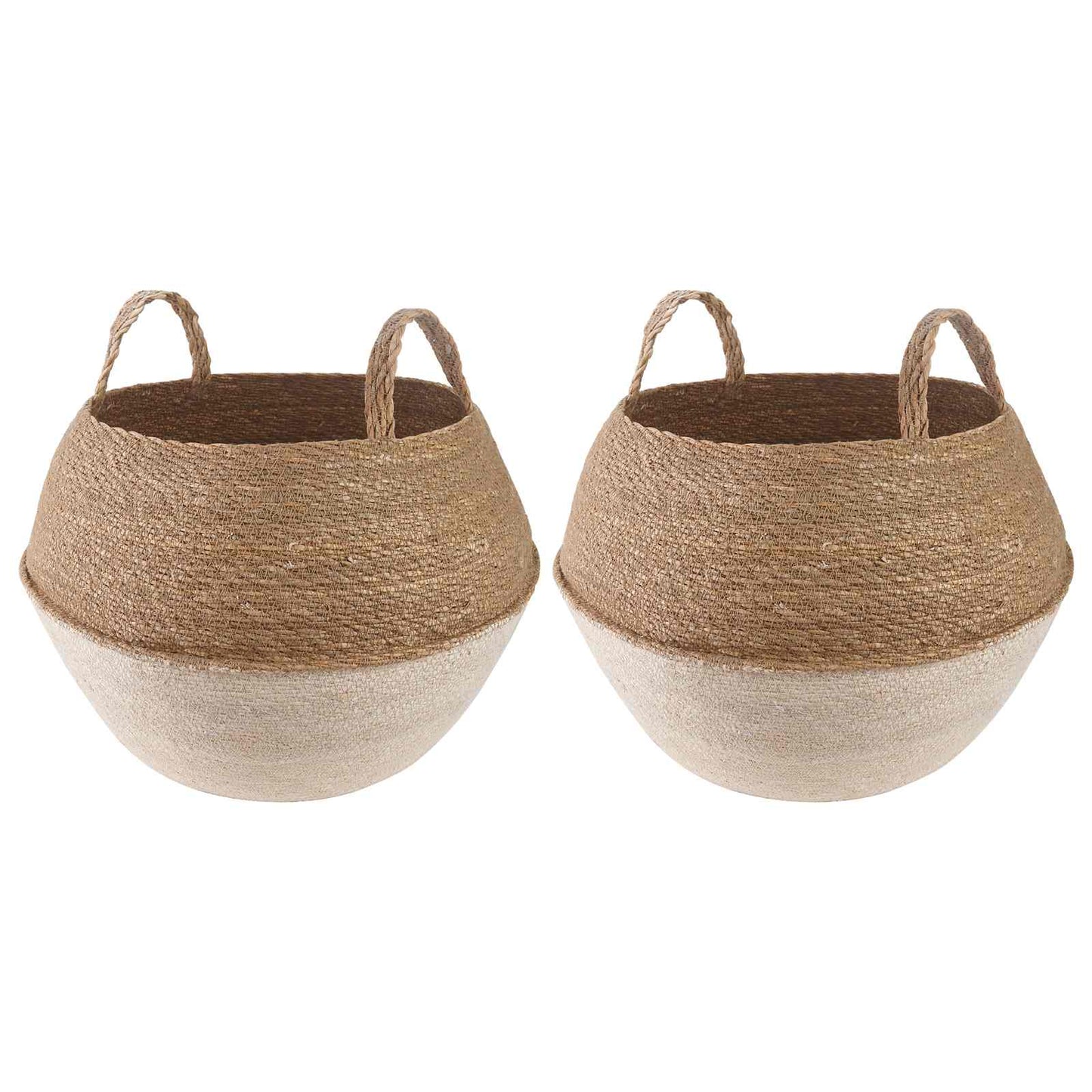 Kézi növényedény 2 db Fehér Ø 45 x 36 cm 100% Tengeri fű