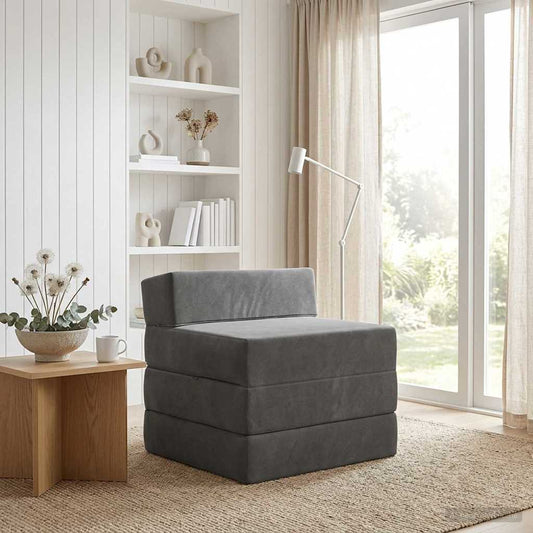 Összecsukható kanapéágy Sötétszürke 200 x 70 x 15 cm Bársony