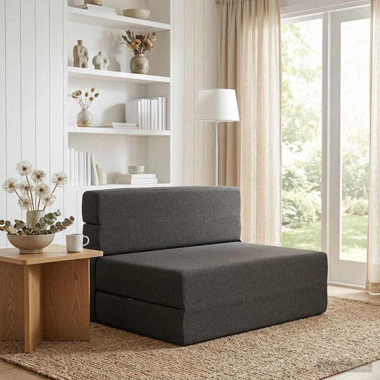 Összecsukható kanapéágy Sötétszürke 100 x 80 x 60 cm Szövet