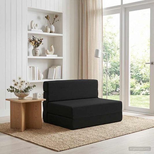 Összecsukható kanapéágy Fekete 100 x 80 x 60 cm Szövet