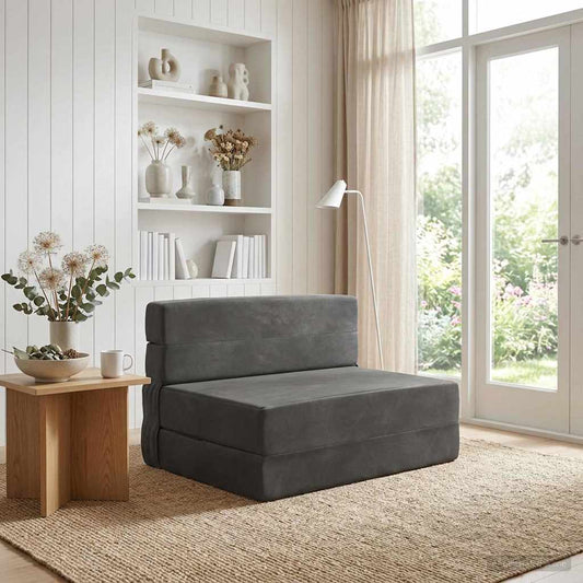 Összecsukható kanapéágy Sötétszürke 100 x 80 x 60 cm Szövet