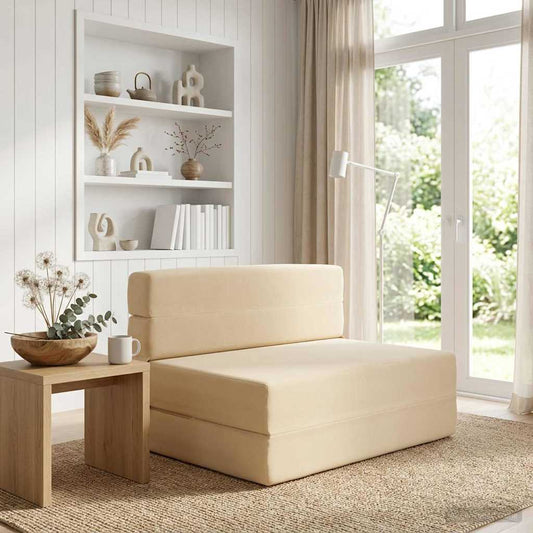 Összecsukható kanapéágy Krémszínű 100 x 80 x 60 cm Szövet