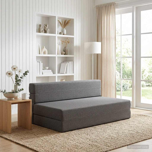 Összecsukható kanapéágy Világosszürke 152 x 86,5 x 60 cm Szövet