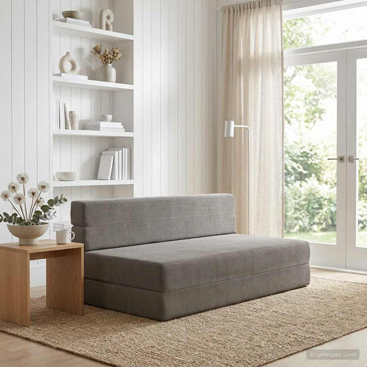 Összecsukható kanapéágy Világosszürke 152 x 86,5 x 60 cm Szövet