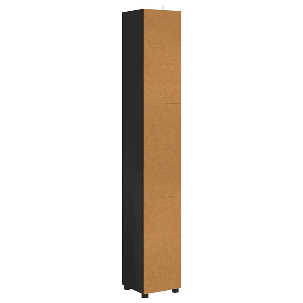 Fürdőszoba Székény polcokkal Fekete 30,5 x 30 x 195 cm Faanyag