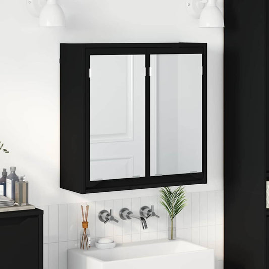 Fürdőszobai tükörszekrény Fekete 60 x 20 x 60 cm Faanyag