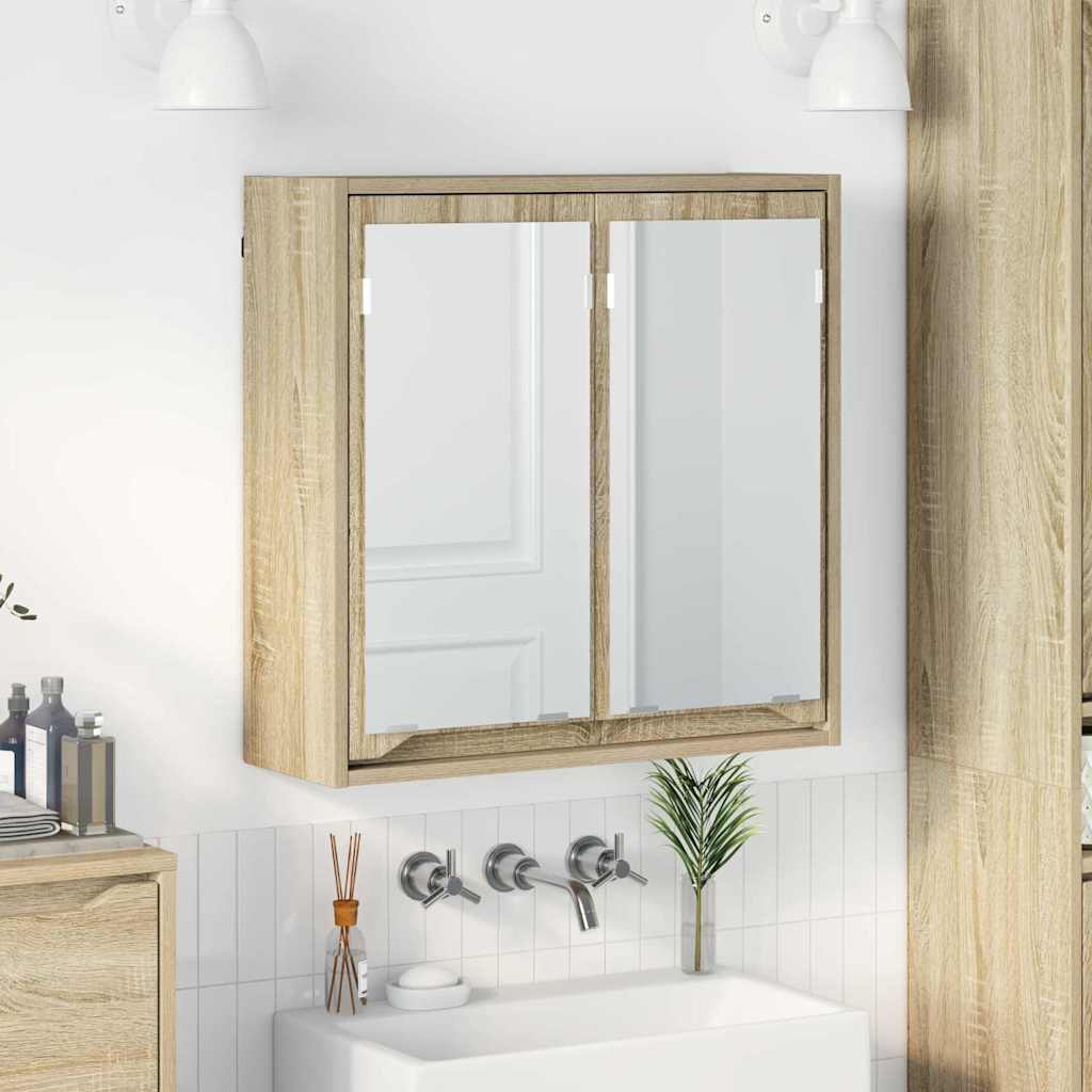 Fürdőszobai tükörszekrény Sonoma tölgy 60 x 20 x 60 cm Faanyag