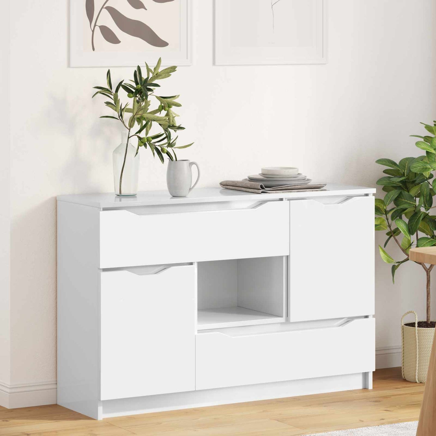 Széf Magas Fényű Fehér 100 x 30 x 65,6 Szerelt Fa