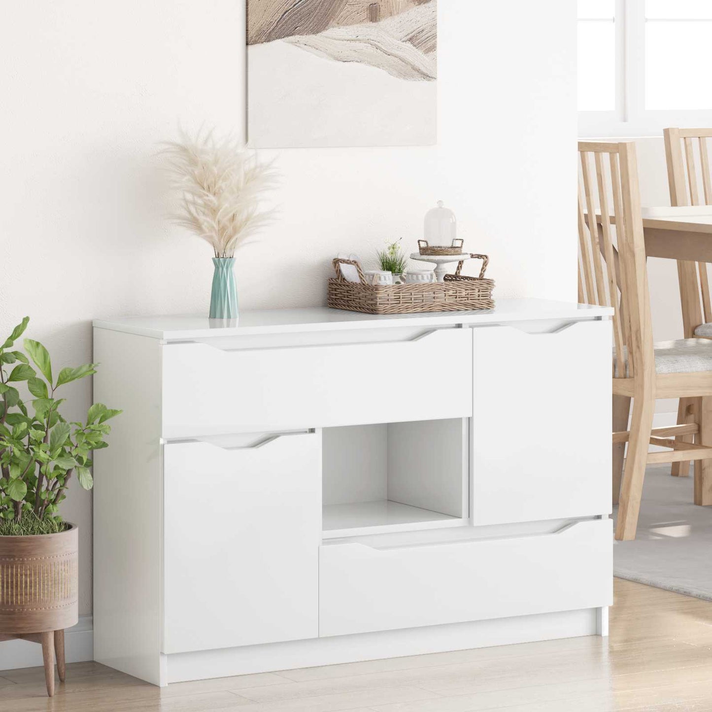 Széf Magas Fényű Fehér 100 x 30 x 65,6 Szerelt Fa