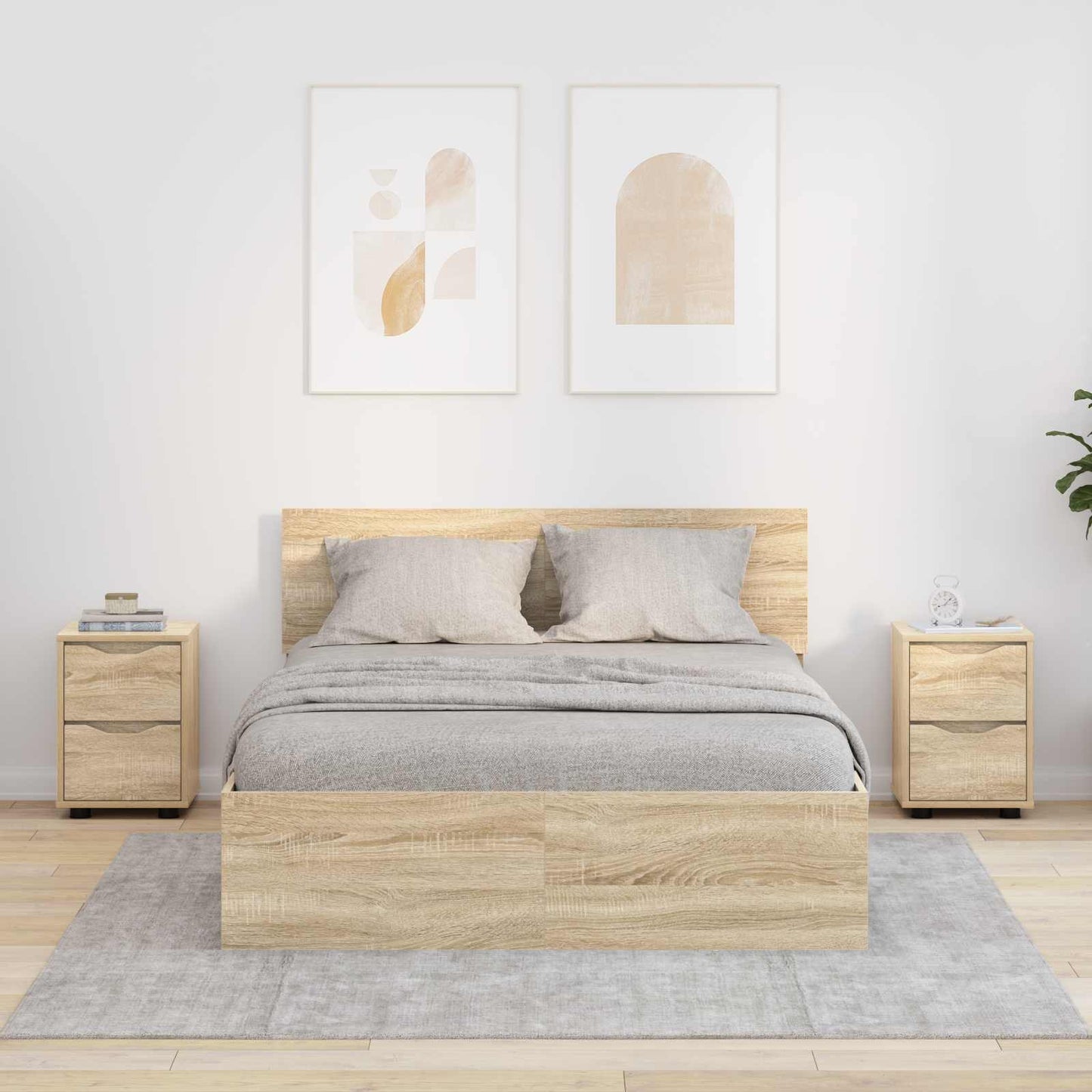 Éjjeliszekrények 2 db Sonoma tölgy 30,5 x 30 x 43 cm Szerelt Fa