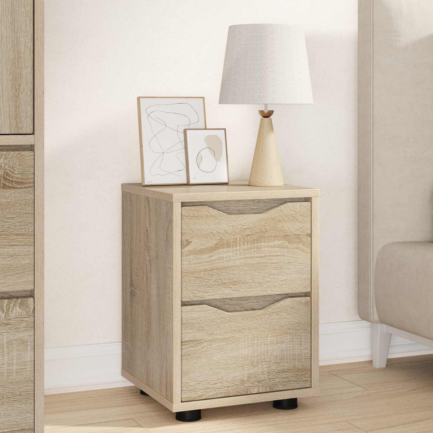 Éjjeliszekrények 2 db Sonoma tölgy 30,5 x 30 x 43 cm Szerelt Fa