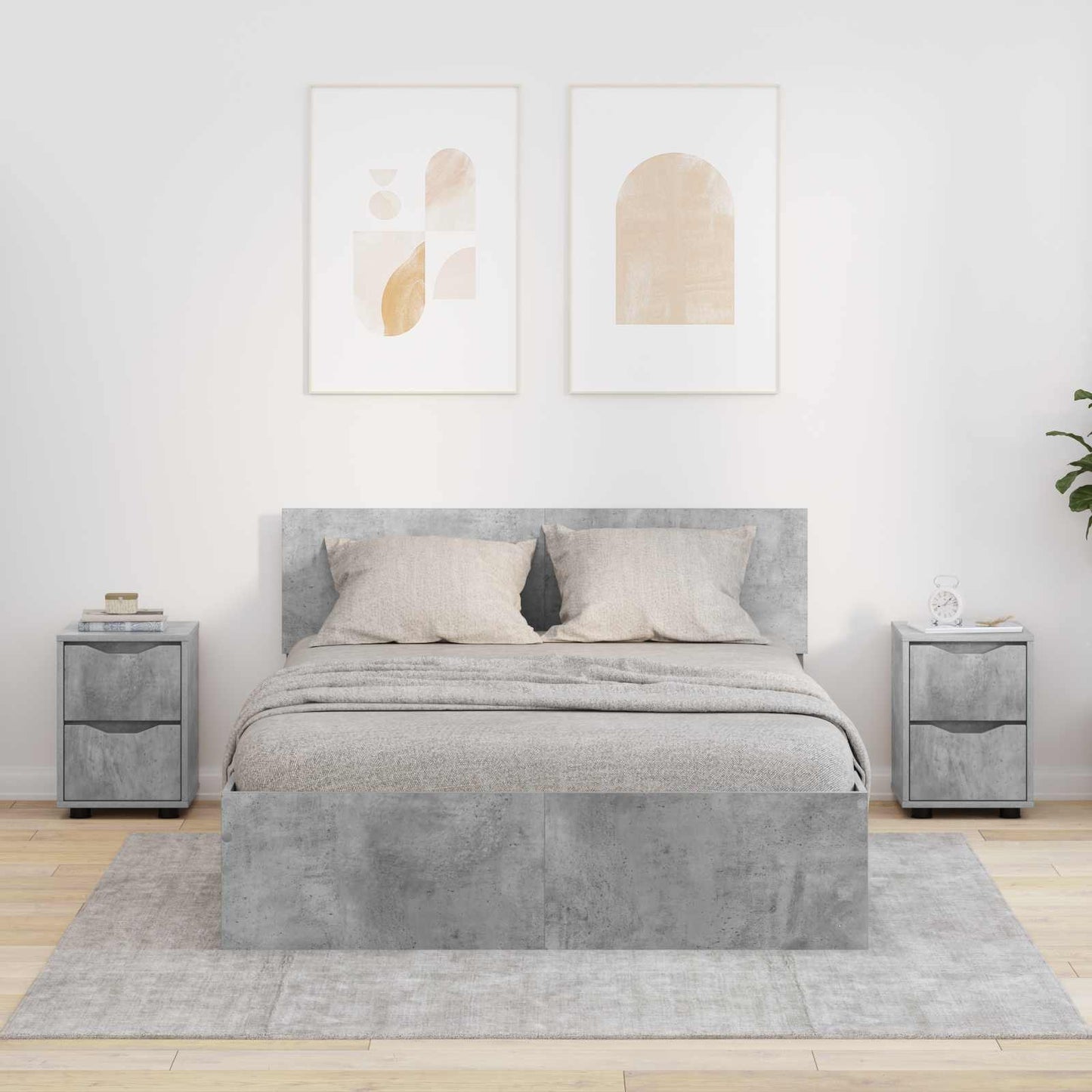Éjjeliszekrények 2 db Beton Szürke 30,5 x 30 x 43 cm Szerelt Fa