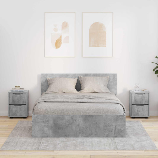 Éjjeliszekrények 2 db Beton Szürke 30,5 x 30 x 43 cm Szerelt Fa