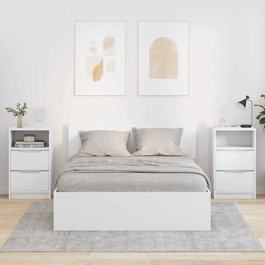 Éjjeliszekrények fiókkal 2 pcs Fehér 40 x 30 x 467 cm Faanyag