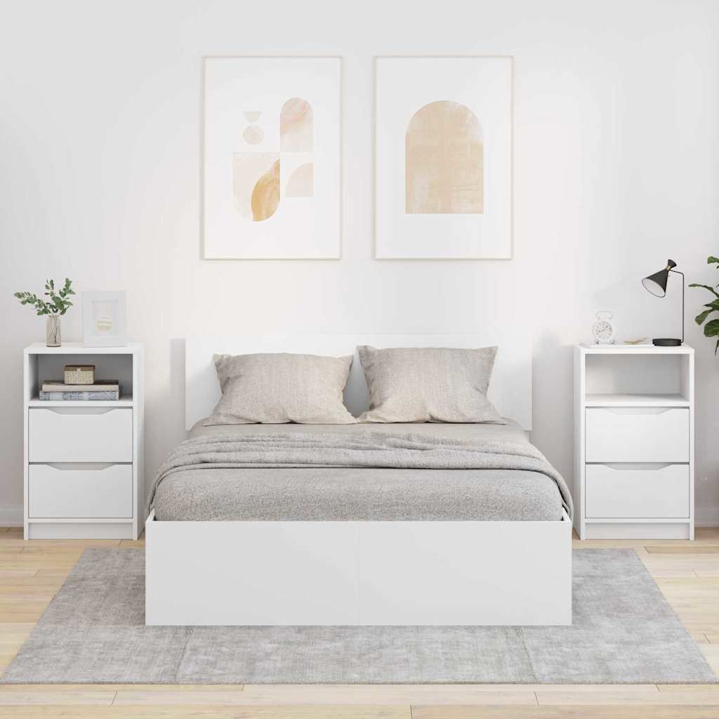 Éjjeliszekrények fiókkal 2 pcs Fehér 40 x 30 x 467 cm Faanyag