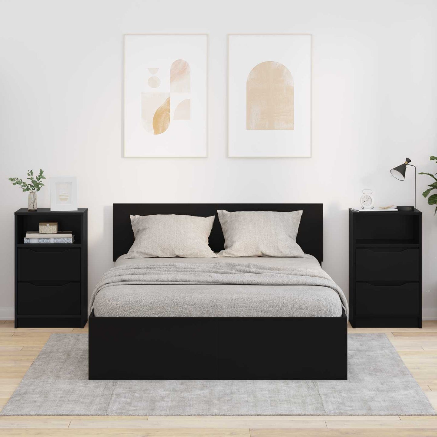 Éjjeliszekrények 2 db Fekete 40 x 30 x 467 cm Szerelt Fa