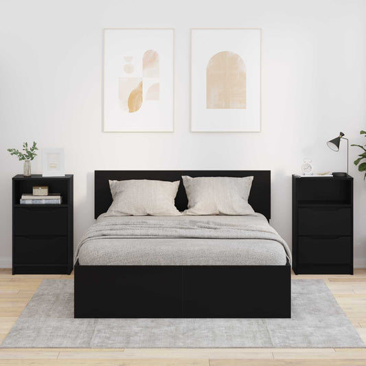 Éjjeliszekrények 2 db Fekete 40 x 30 x 467 cm Szerelt Fa