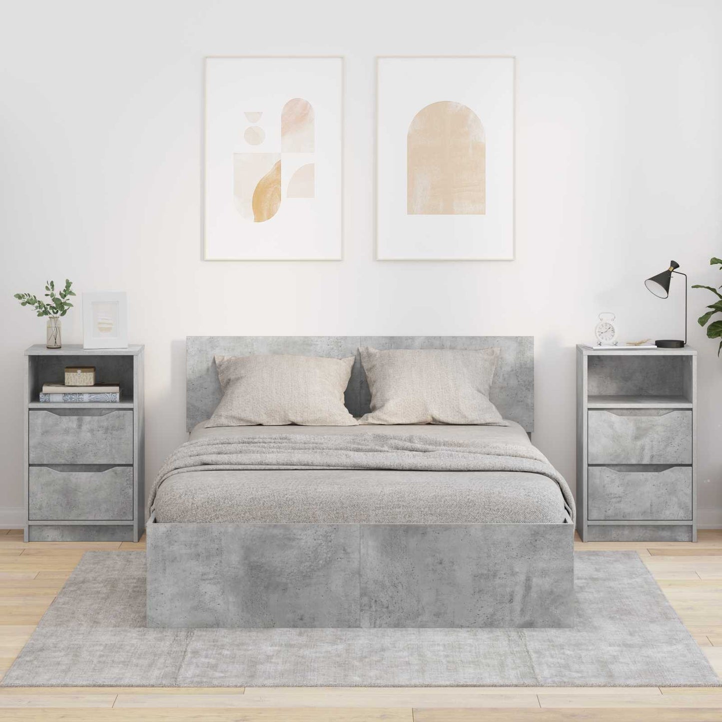 Éjjeliszekrények 2 db Beton Szürke 40 x 30 x 467 cm Szerelt Fa