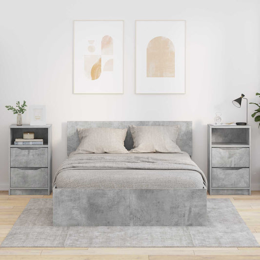 Éjjeliszekrények 2 db Beton Szürke 40 x 30 x 467 cm Szerelt Fa