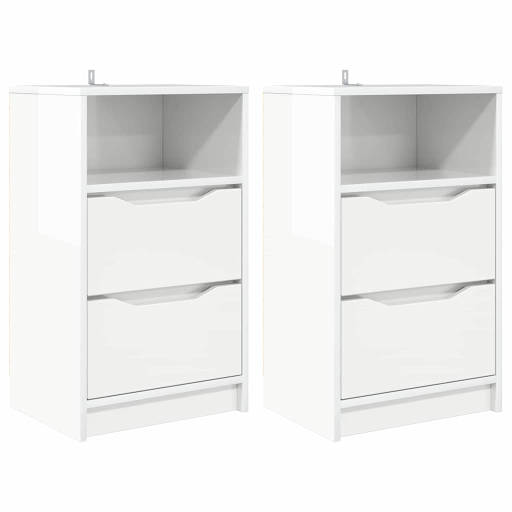 Éjjeliszekrények 2 pcs Magas Fényű Fehér 40 x 30 x 467 cm