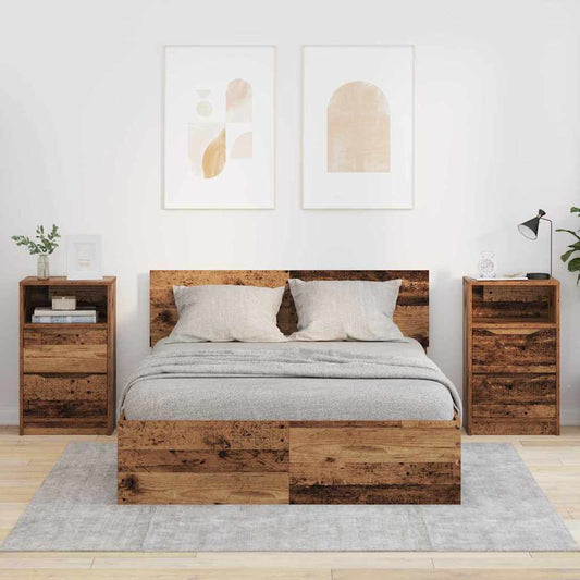Éjjeliszekrények fiókkal 2 pcs Öreg fa 40 x 30 x 467 cm Faanyag