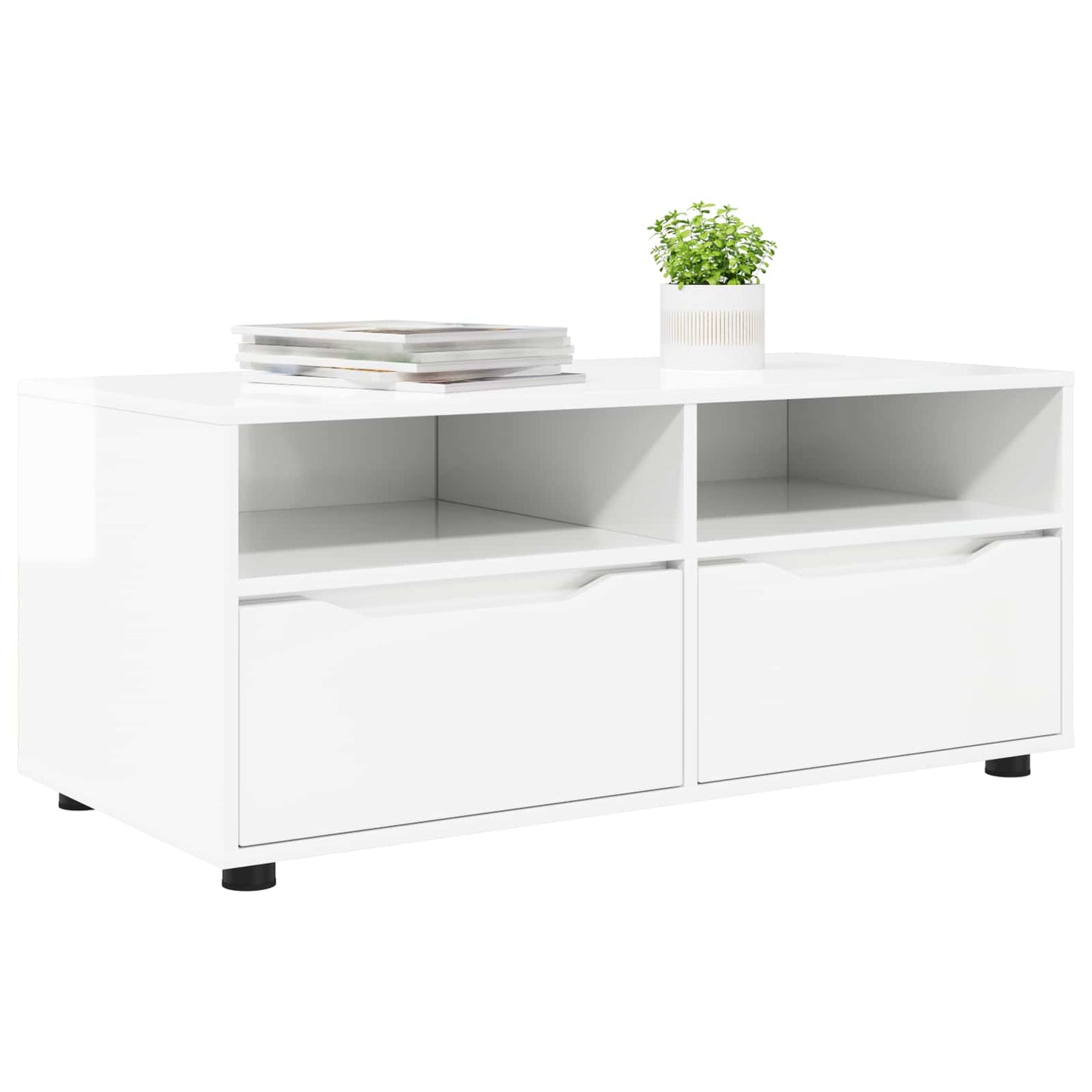 TV szekrény fiókkal Magas Fényű Fehér 100 x 48 x 43 cm Faanyag