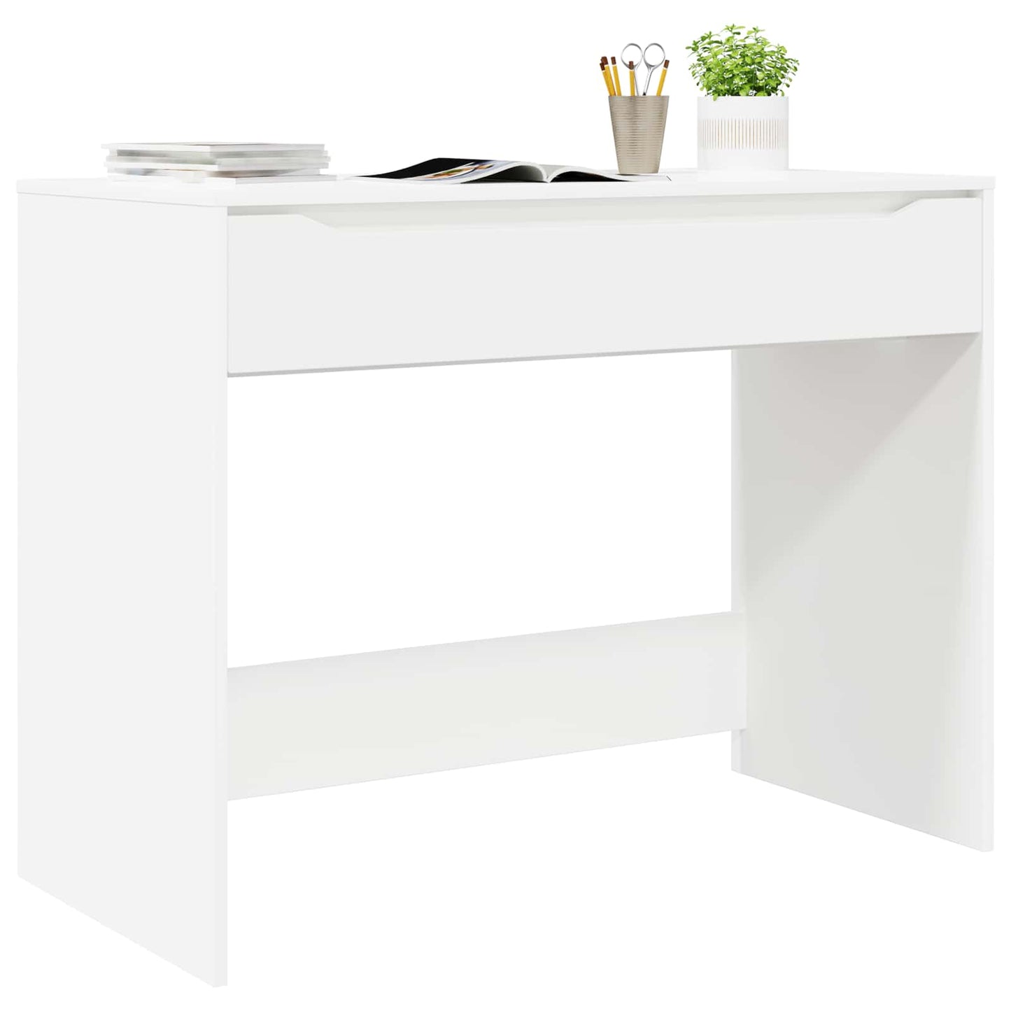 Asztal fiókkal tárolóval Fehér 100 x 50 x 78 cm Mérnöki fa