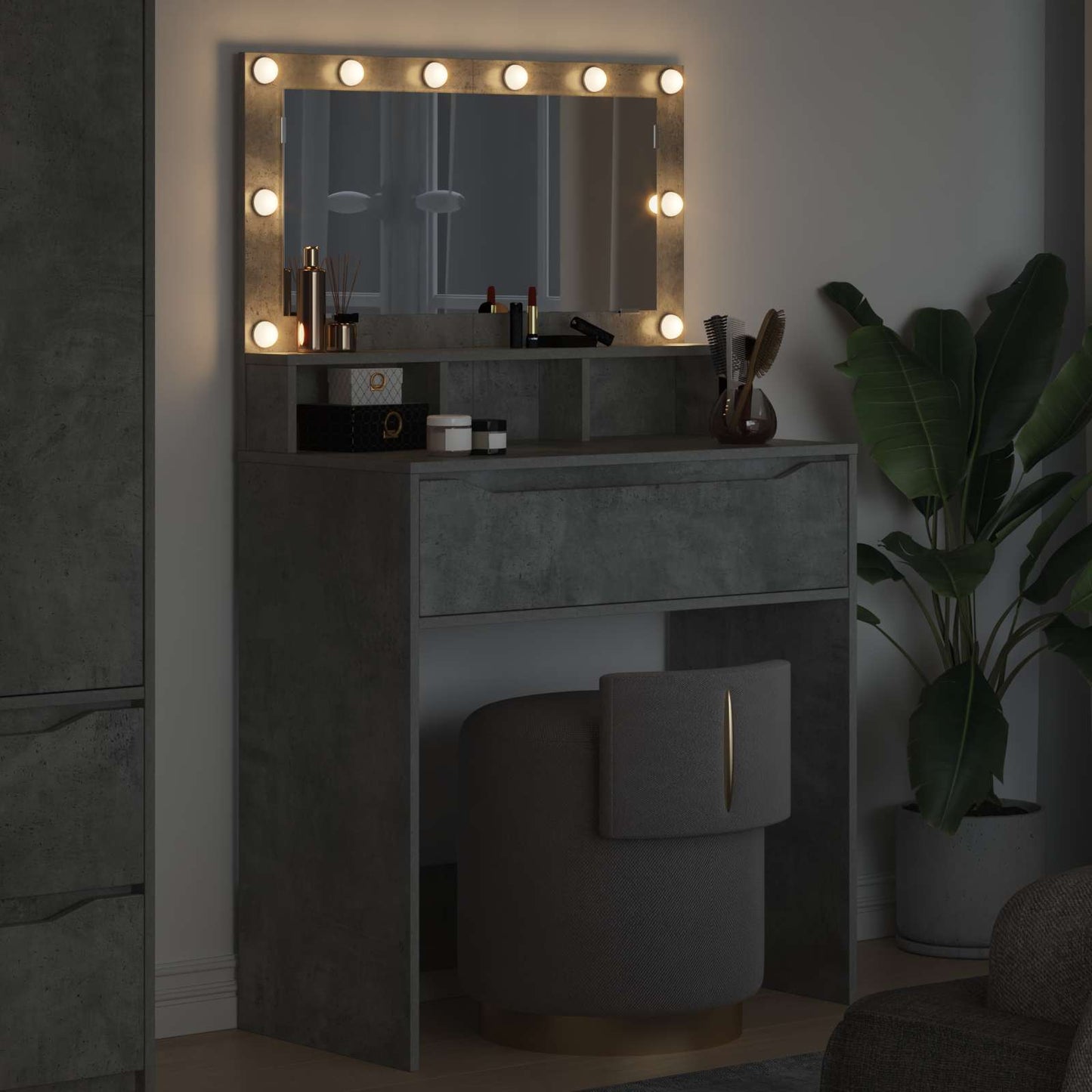 Hálószobai Öltözködő Asztalok Beton Szürke 80 x 39,6 x 135 cm