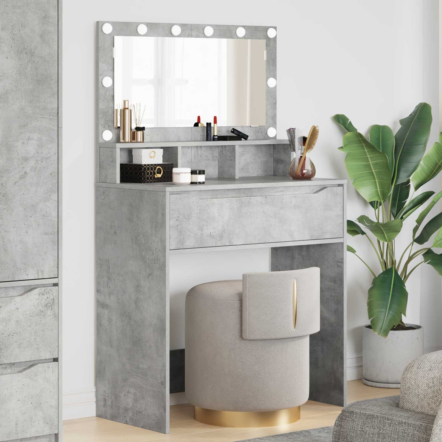 Hálószobai Öltözködő Asztalok Beton Szürke 80 x 39,6 x 135 cm