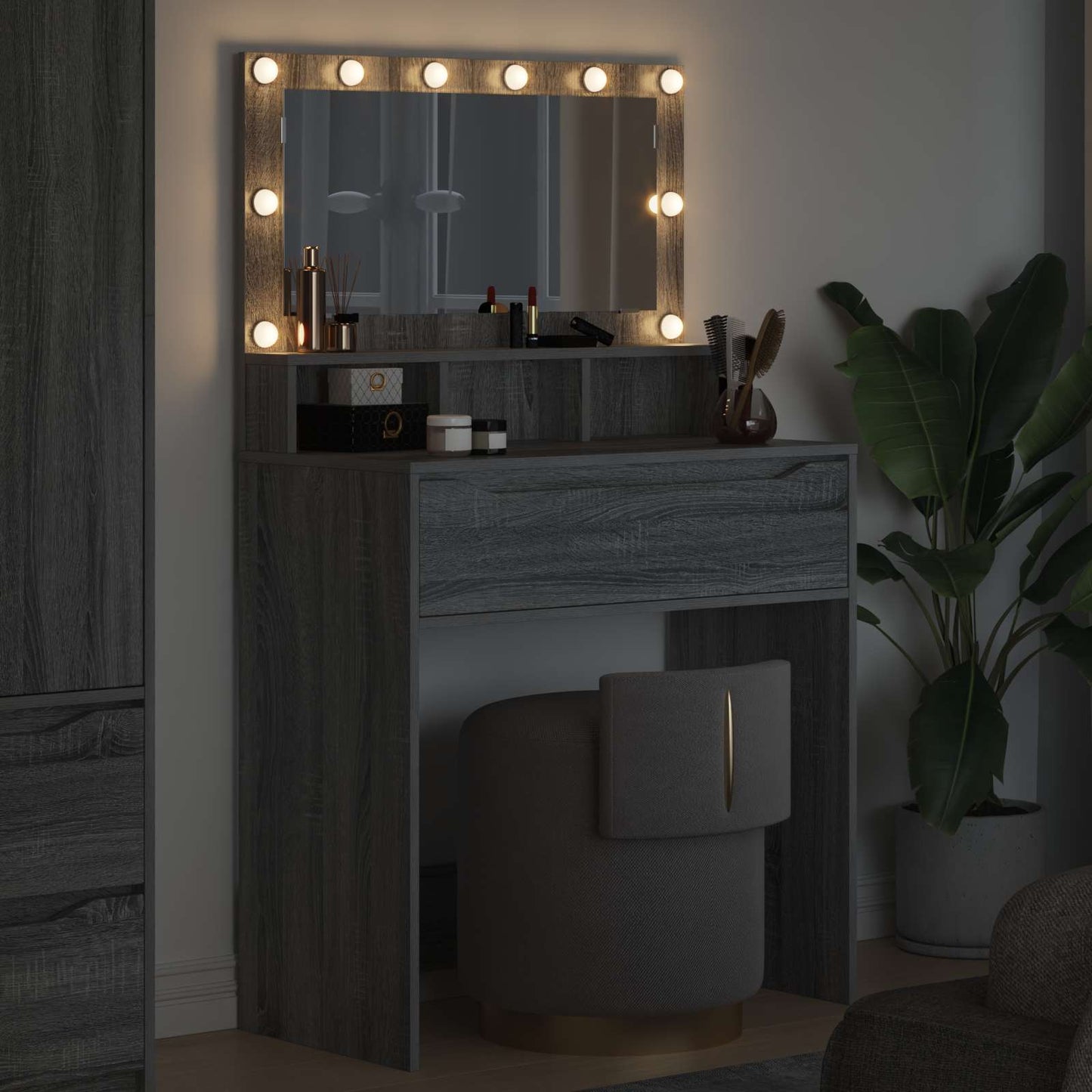 Hálószobai Öltözködő Asztalok Szürke Sonoma 80 x 39,6 x 135 cm