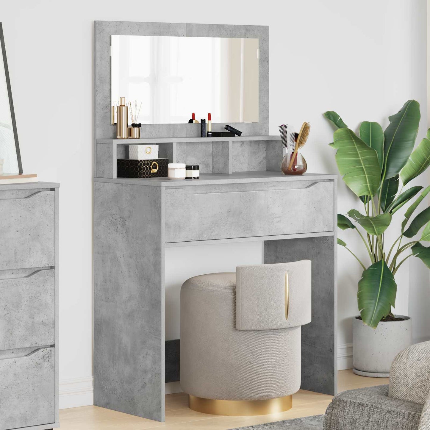 Hálószobai Öltözködő Asztalok Beton Szürke 80 x 39,6 x 135 cm