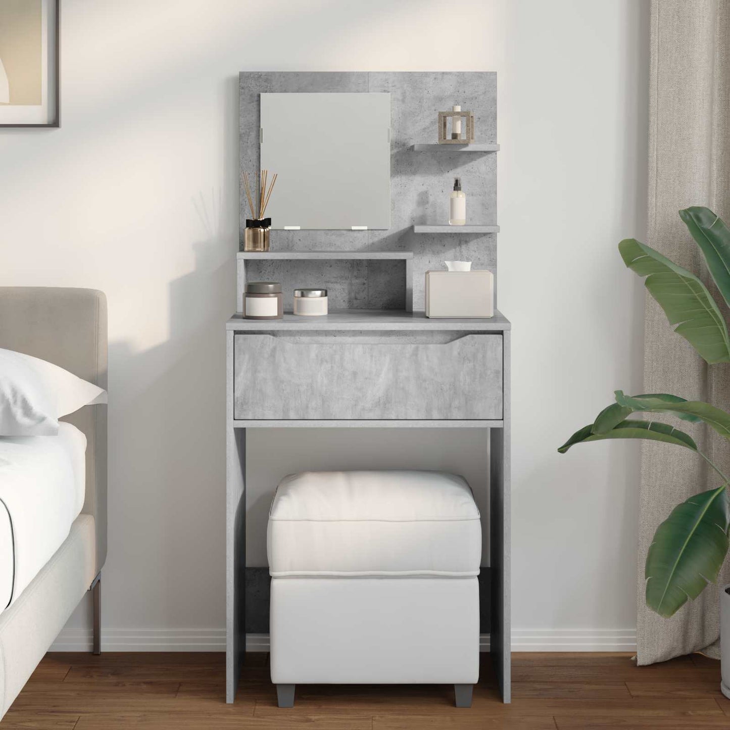Hálószobai Öltözködő Asztalok Beton Szürke 80 x 39,6 x 135 cm