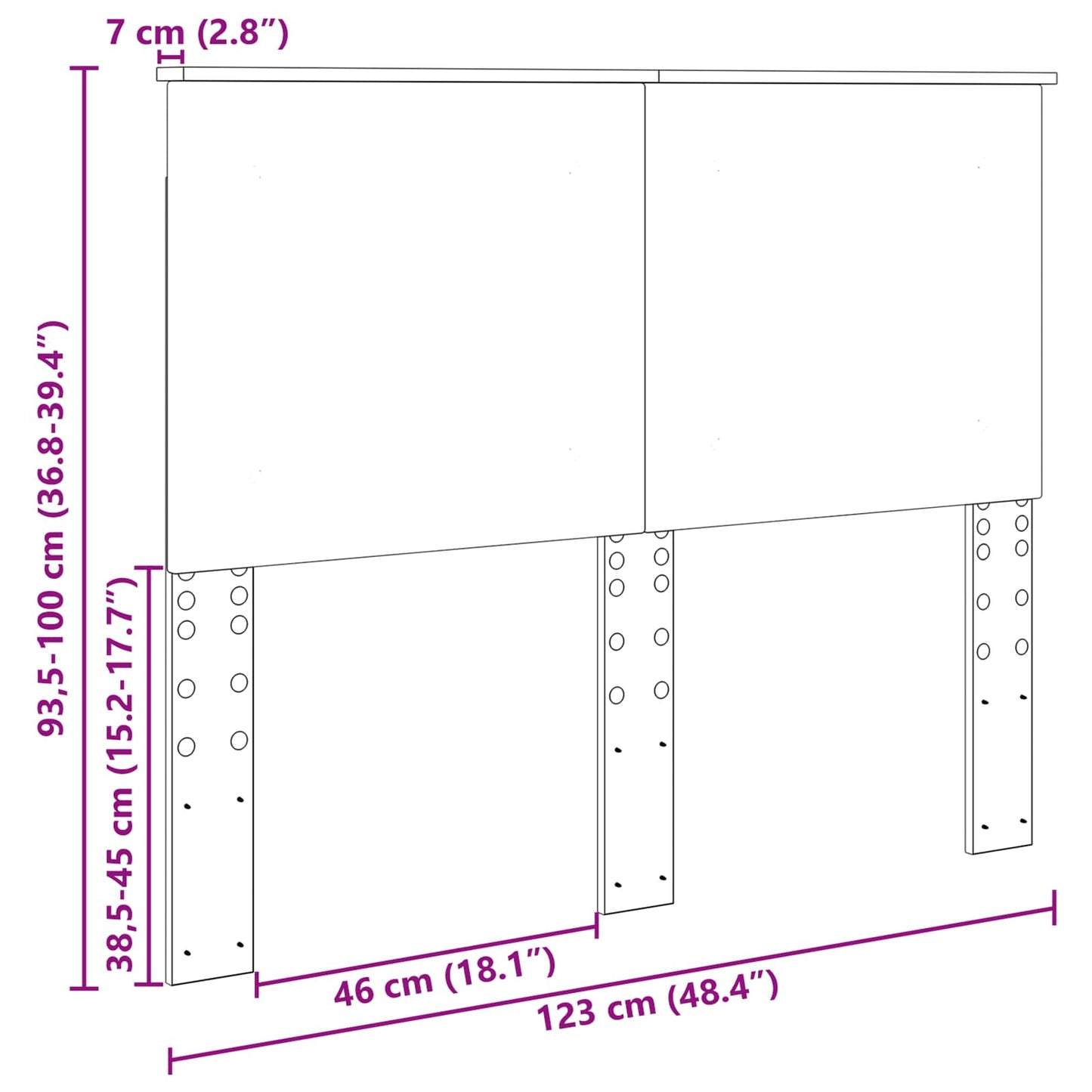 Fejtámla Szürke Sonoma 100 cm Mérnöki fa