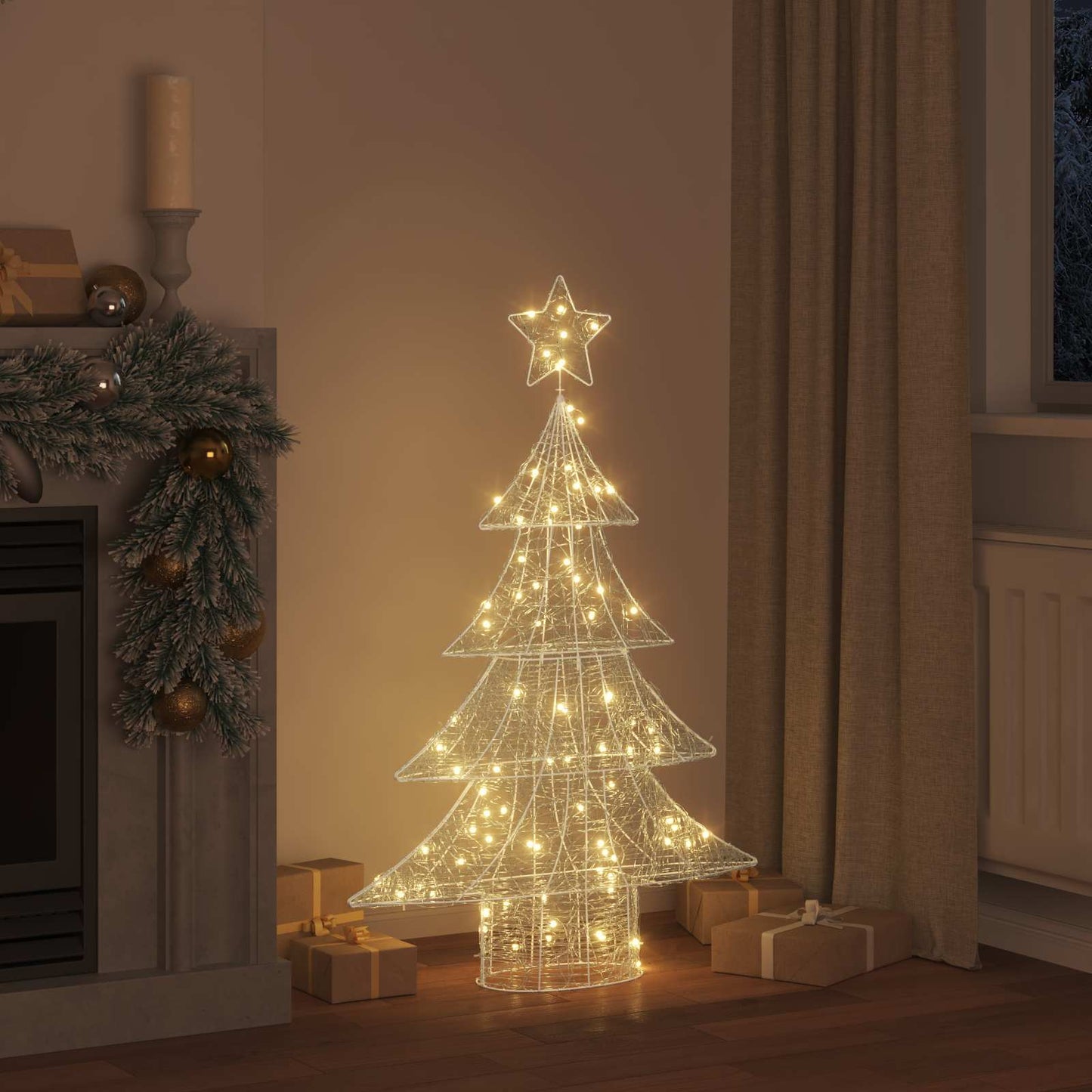 Karácsonyfa 100 LED-del Meleg fehér 120 cm Akril