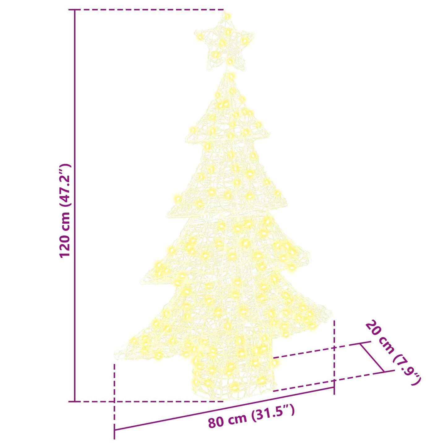 Karácsonyfa 100 LED-del Meleg fehér 120 cm Akril