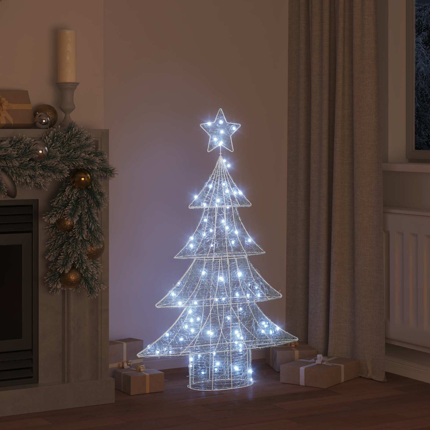 Karácsonyfa 100 LED-del Hideg feher 120 cm Akril