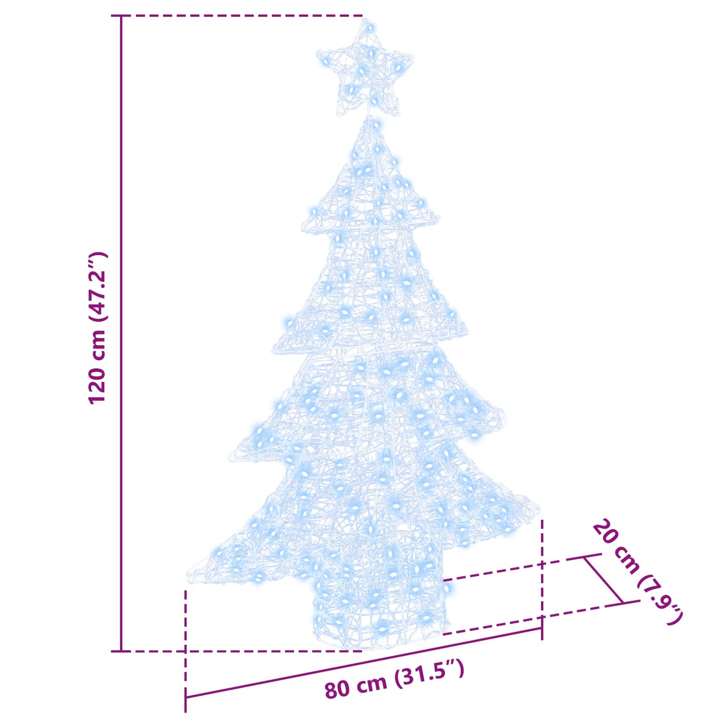 Karácsonyfa 100 LED-del Hideg feher 120 cm Akril