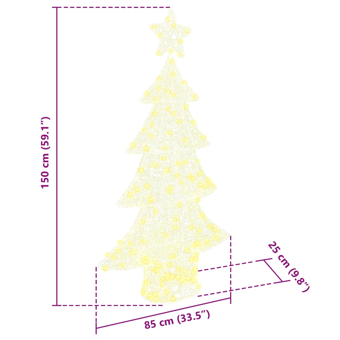 Karácsonyfa 160 LED-del Meleg fehér 150 cm Akril