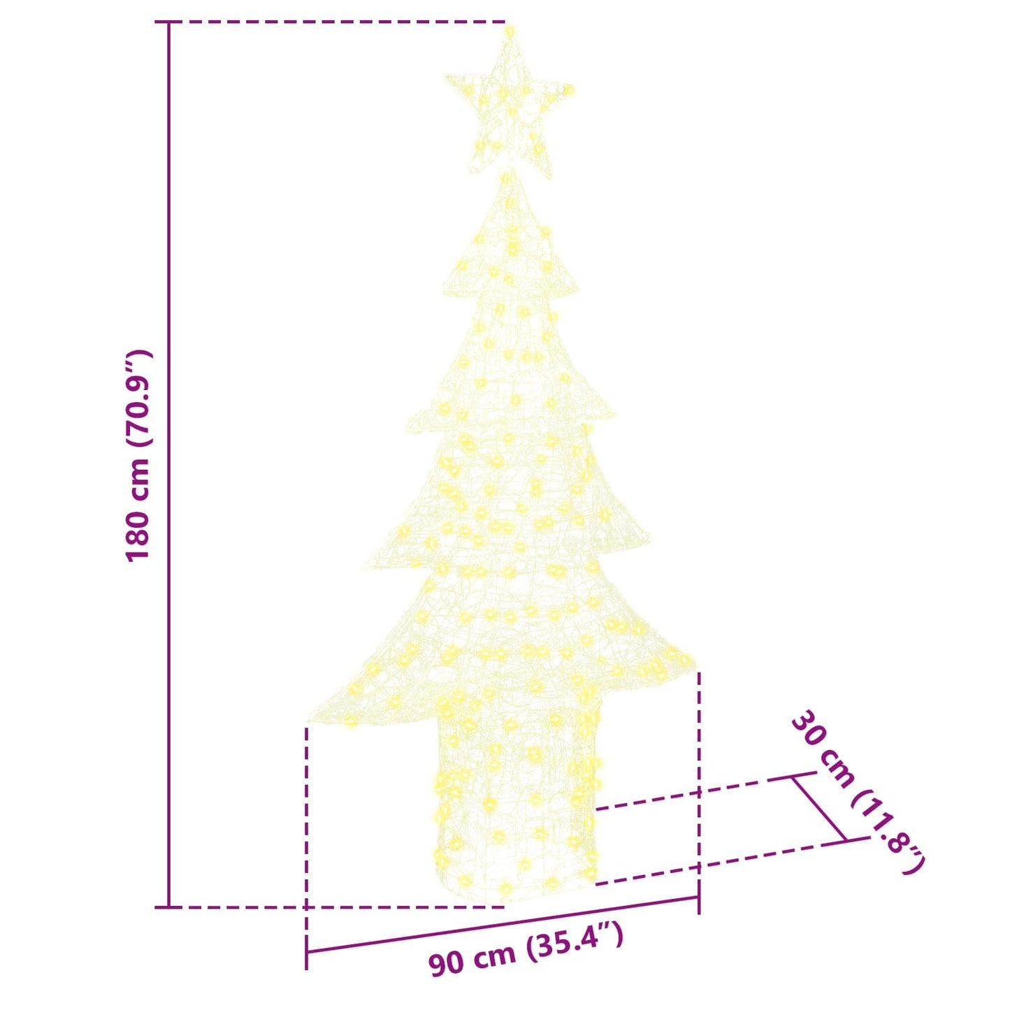 Karácsonyfa 240 LED-del Meleg fehér 150 cm Akril