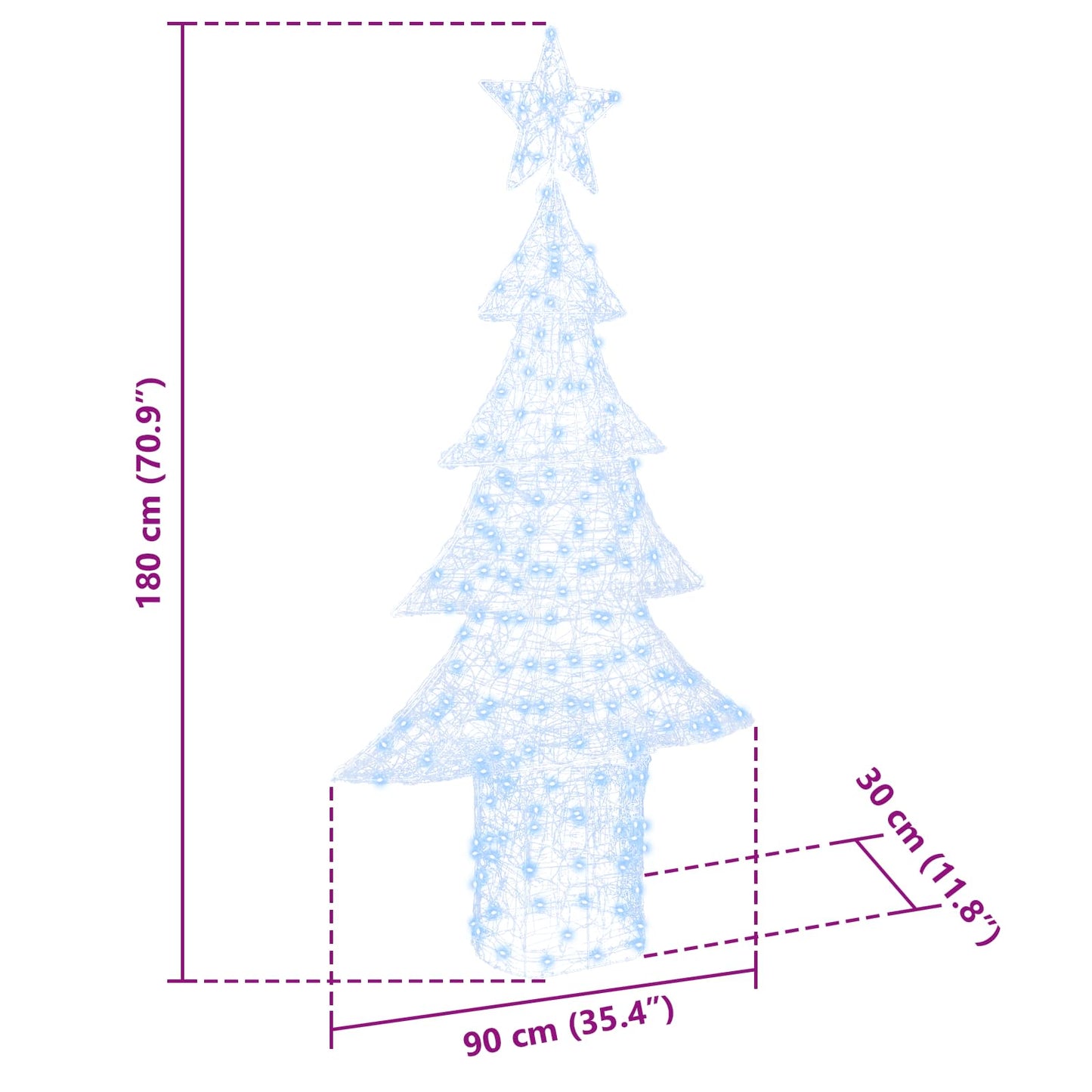 Karácsonyfa 240 LED-del Hideg feher 180 cm Akril