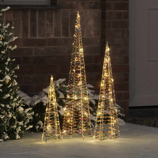 Karácsonyfa 90 LED-del 3 pcs Meleg fehér 20 x 20 x 80 cm PET