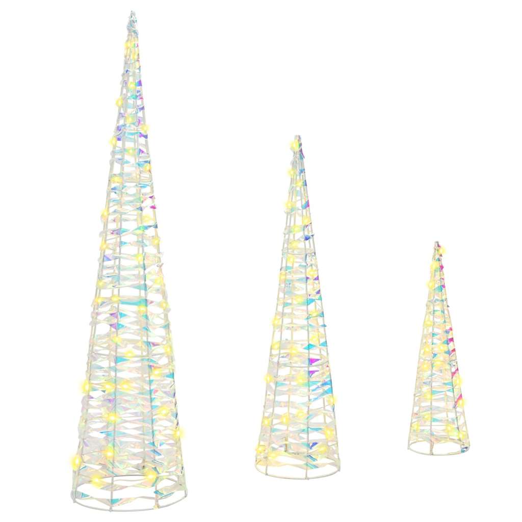 Karácsonyfa 90 LED-del 3 pcs Meleg fehér 20 x 20 x 80 cm PET
