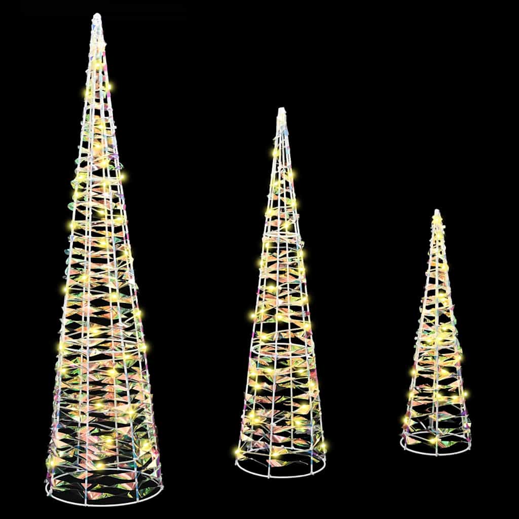 Karácsonyfa 90 LED-del 3 pcs Meleg fehér 20 x 20 x 80 cm PET