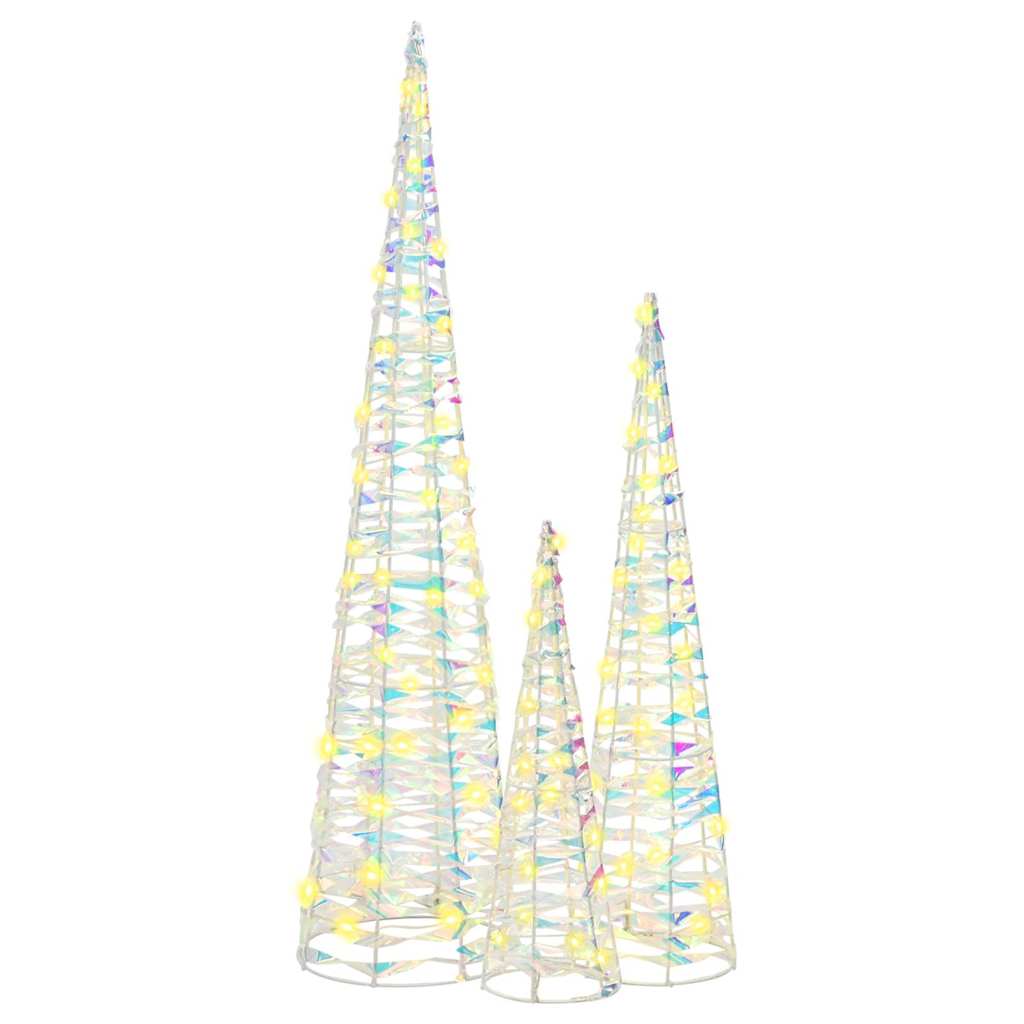 Karácsonyfa 90 LED-del 3 pcs Meleg fehér 20 x 20 x 80 cm PET