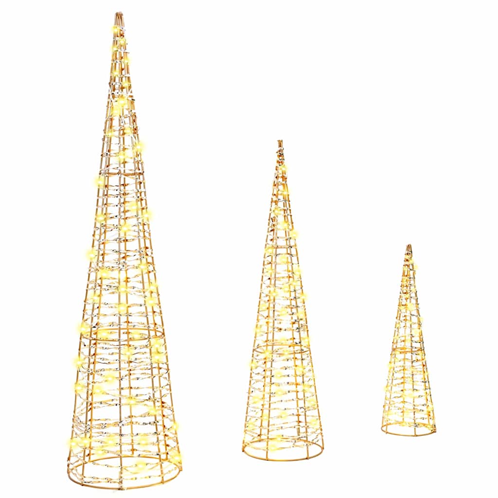 Karácsonyfa 90 LED-del 3 pcs Meleg fehér 20 x 20 x 80 cm PET