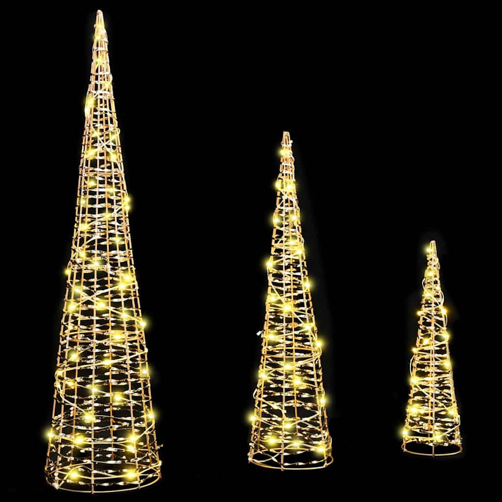 Karácsonyfa 90 LED-del 3 pcs Meleg fehér 20 x 20 x 80 cm PET