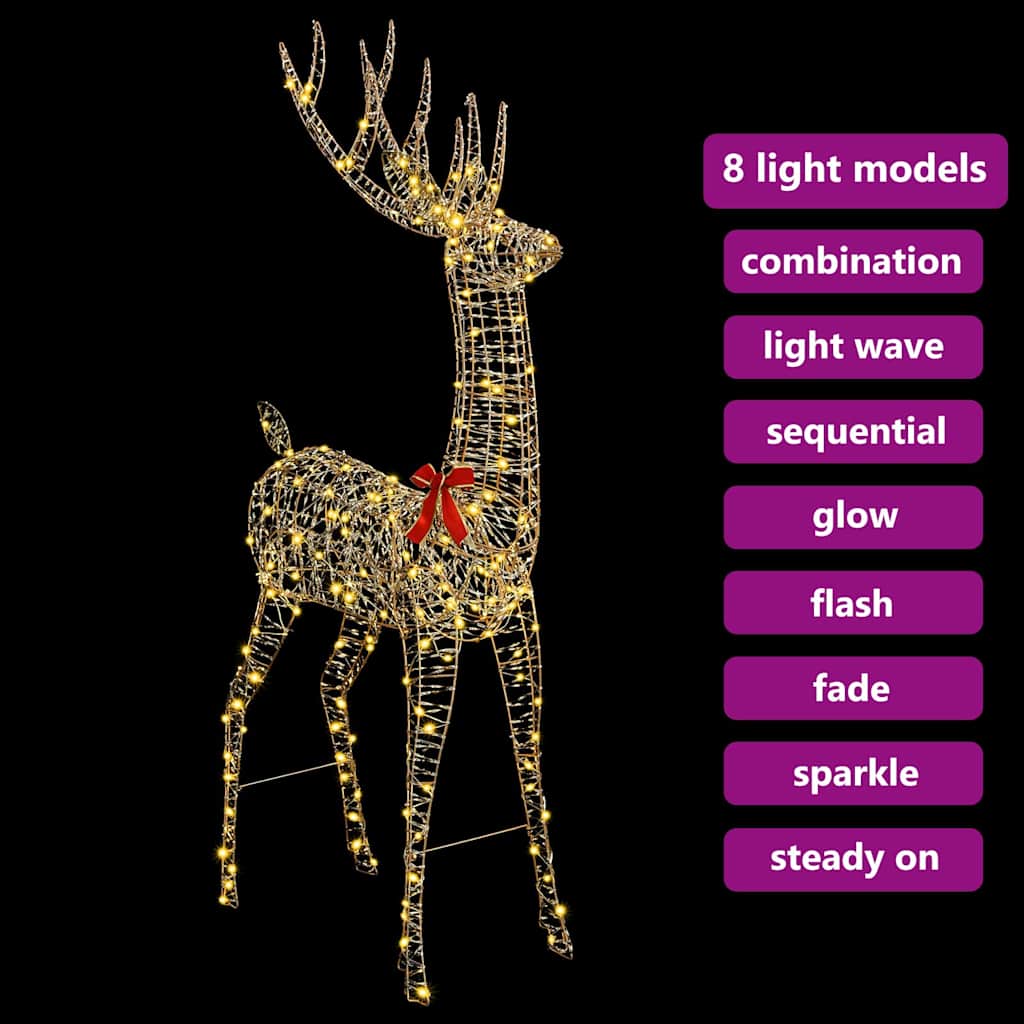 3D rénszarvas 250 LED Meleg fehér 96 x 40 x 180 cm PET