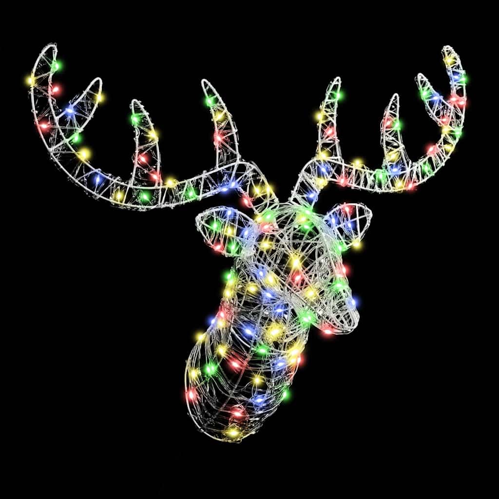 Rénszarvas fej 140 LED-del színes 68 x 36,5 x 62,5 cm Akril