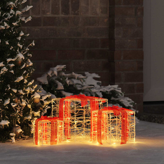 Ajándékdoboz 60 LED-del 3 pcs Meleg fehér 20 x 20 x 20 cm Akril